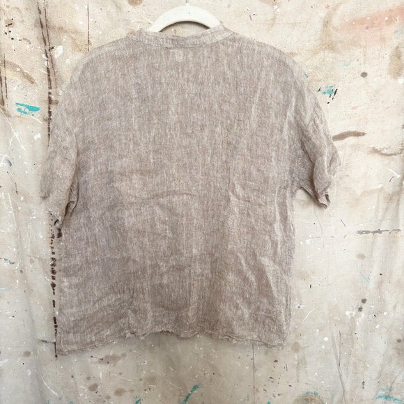 Eileen Fisher Mandarin Collar Short-Sleeve Shirt - Picture 4 of 5